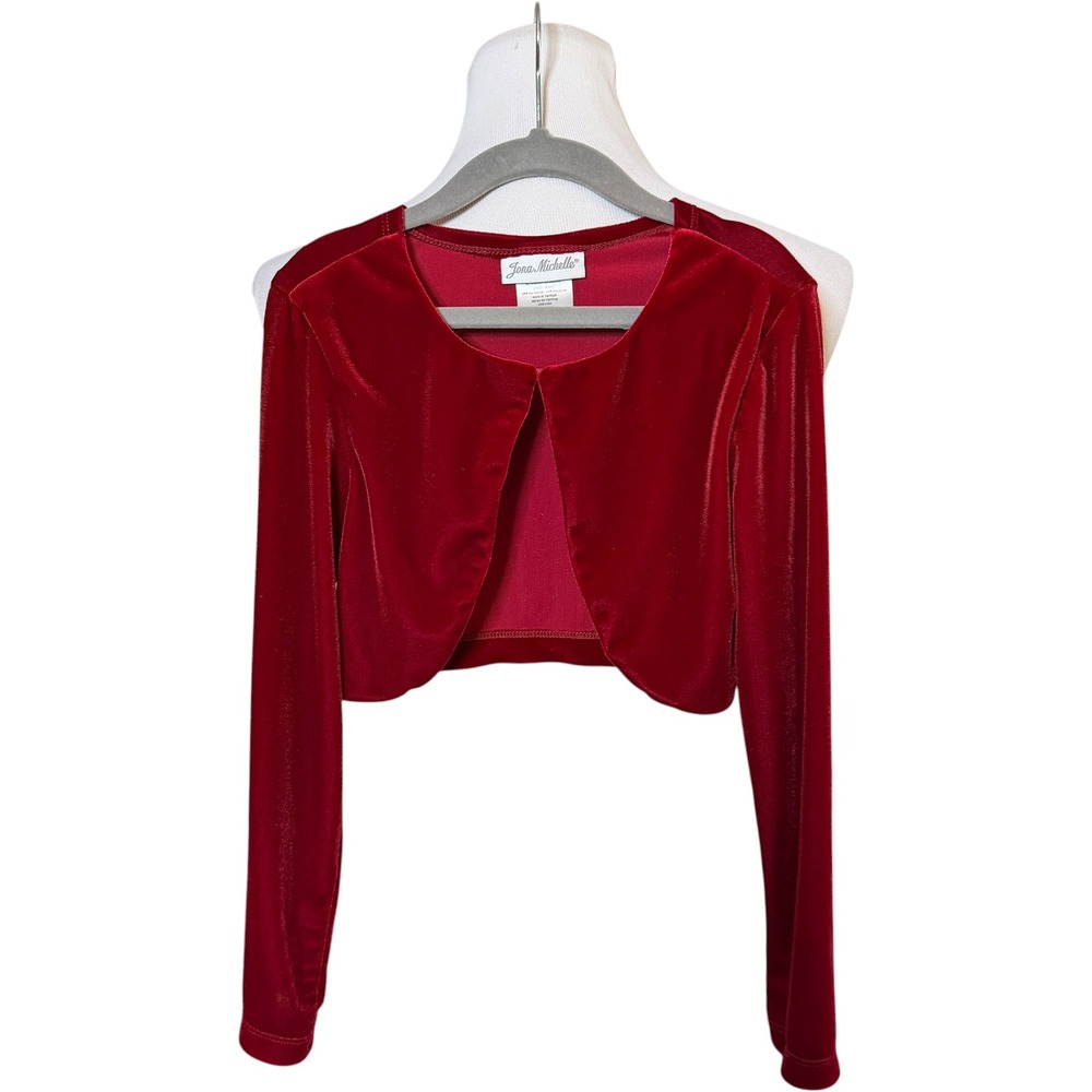 Jona Michelle Bolero Shrug Kids 8 Red Velvet Cropped Cardigan Holiday Formal